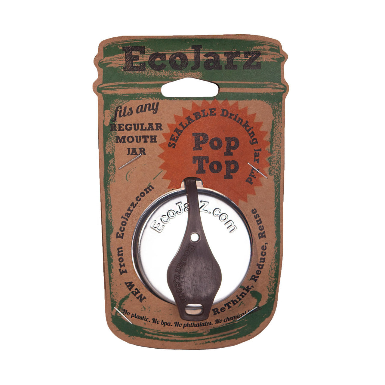 PopTop Sealable Drinking Jar Lid - Regular Mouth